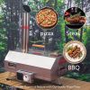 Stainless Steel Pizza Oven Outdoor 12" Automatic Rotatable Pizza Ovens, Portable Wood Fired Pizza Oven Pizza Maker with Timer, Built-in Thermometer