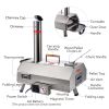 Stainless Steel Pizza Oven Outdoor 12" Automatic Rotatable Pizza Ovens, Portable Wood Fired Pizza Oven Pizza Maker with Timer, Built-in Thermometer