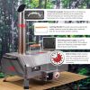 Stainless Steel Pizza Oven Outdoor 12" Automatic Rotatable Pizza Ovens, Portable Wood Fired Pizza Oven Pizza Maker with Timer, Built-in Thermometer