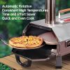 Stainless Steel Pizza Oven Outdoor 12" Automatic Rotatable Pizza Ovens, Portable Wood Fired Pizza Oven Pizza Maker with Timer, Built-in Thermometer