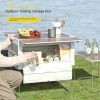 Foldable camping box, storage box, camping equipment picnic table storage box, outdoor luggage organizer, white