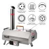 Stainless Steel Pizza Oven Outdoor 12" Automatic Rotatable Pizza Ovens, Portable Wood Fired Pizza Oven Pizza Maker with Timer, Built-in Thermometer