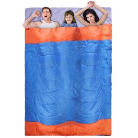 3 People Sleeping Bag for Adult Kids Lightweight Water-Resistant Camping Cotton Liner Cold Warm Weather Indoor Outdoor Use 3 Season with Sack for Spri (Color: 3-Person)