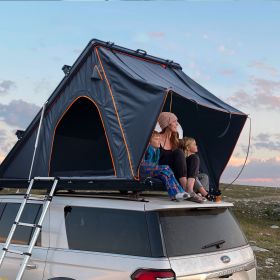 Trustmade Triangle Aluminum Black Hard Shell Grey Rooftop Tent with Roof Rack Scout Plus Series (Color: BlackGrey)